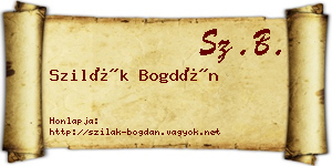 Szilák Bogdán névjegykártya